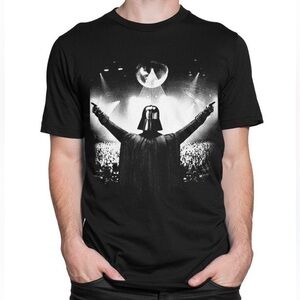 ☘️ 3/$15 Star Wars Darth Vader Disco Party Graphic Print B&W T-Shirt, Size S